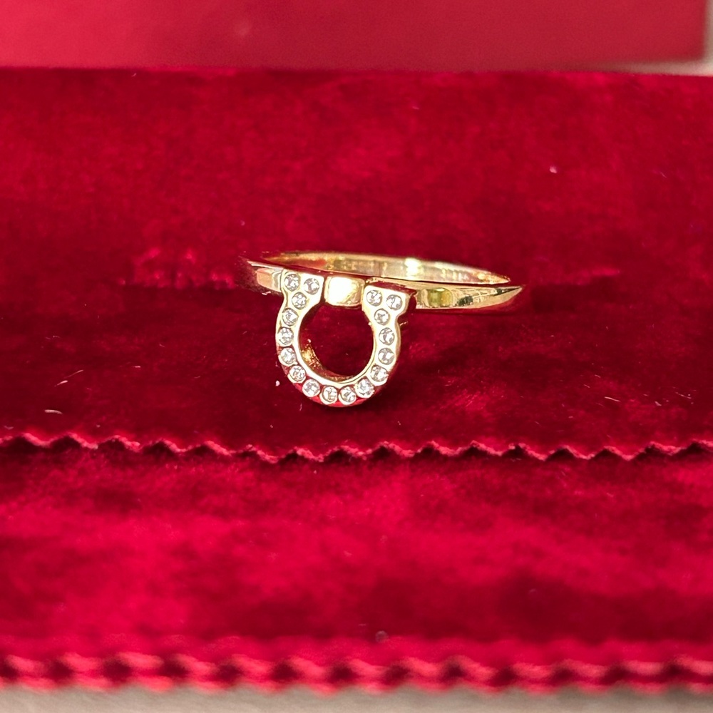 Ferragamo Crystal Gancini Ring - EUC